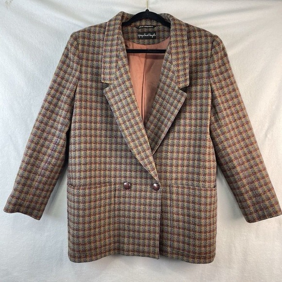 Vintage Giorgio Sant' Angelo Women 10 Ingle Plaid Wool Blazer Made in Yugoslavia - Picture 11 of 11